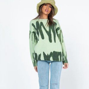 Princess Polly Katie Oversized Green Printed Sweater